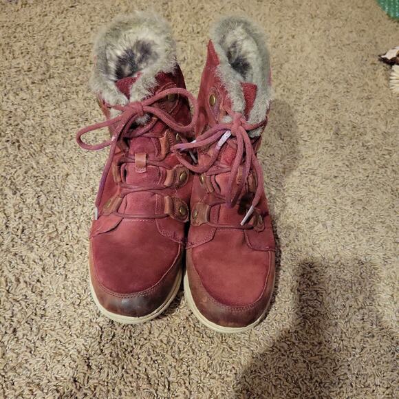 Sorel Women Sorel Women’s Explorer Joan Waterproof Boot maroon Size 9.5 suede boots